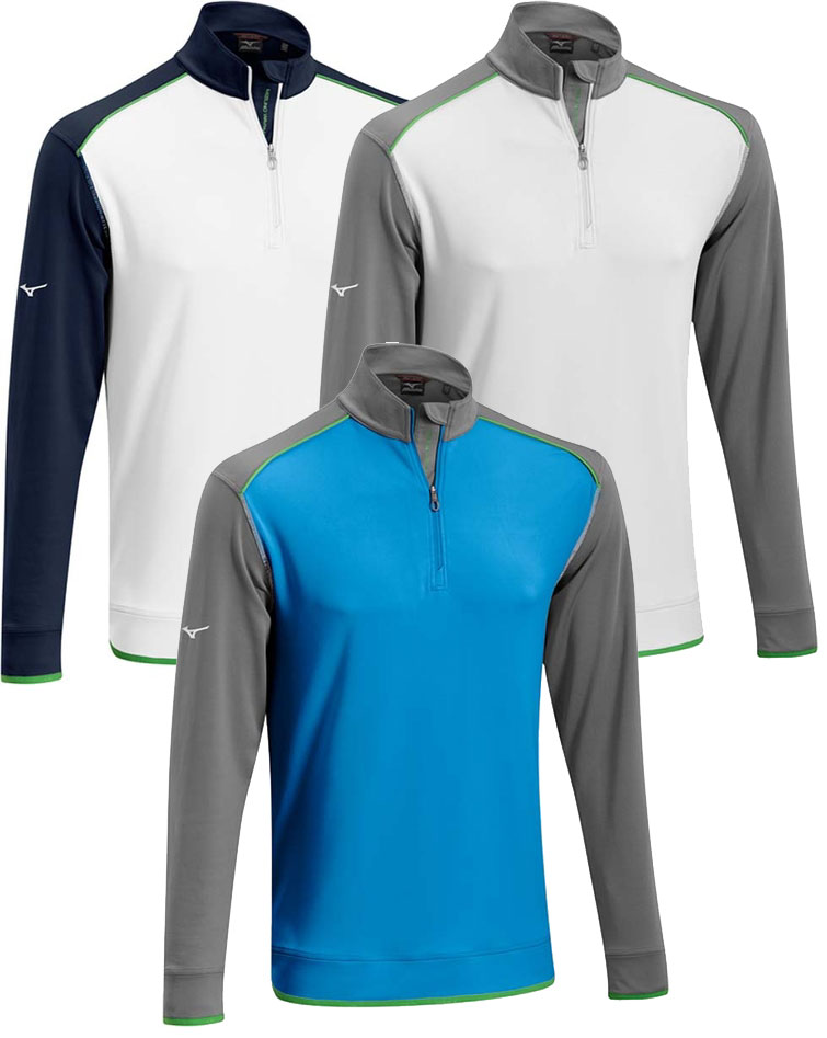 Mizuno Warmalite 1/4 Zip Golf Top-Methyl Blue / Castlerock-Small