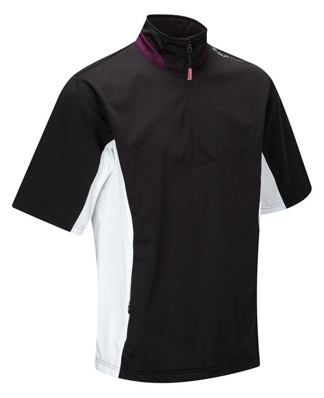 Stuburt Sport Short Sleeve Golf Windshirt Small - Black/Mulberry