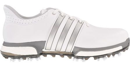 adidas Tour 360 Boost Golf Shoes-White/Silver-7.5-Wide