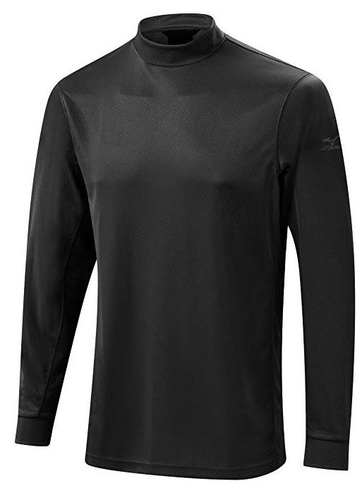 Mizuno Warmalite Thermal Mock Longsleeve Pullover  -Small-Black