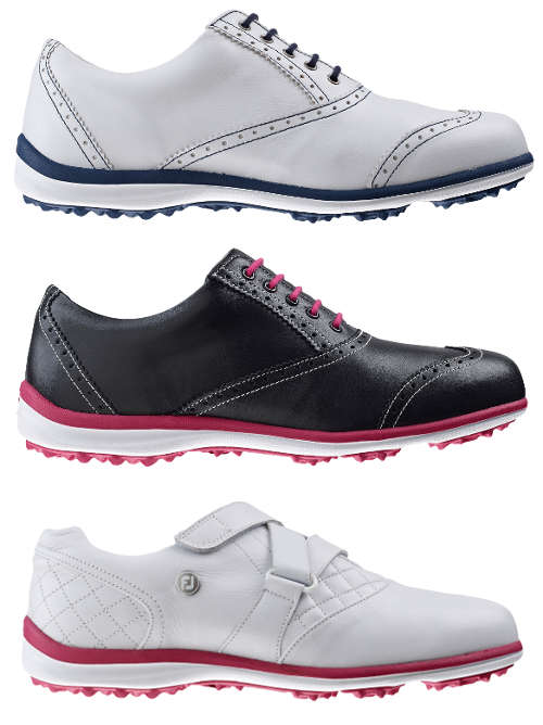 FootJoy Casual Collection Ladies Golf Shoes-Black/Fuchsia-7-Wide