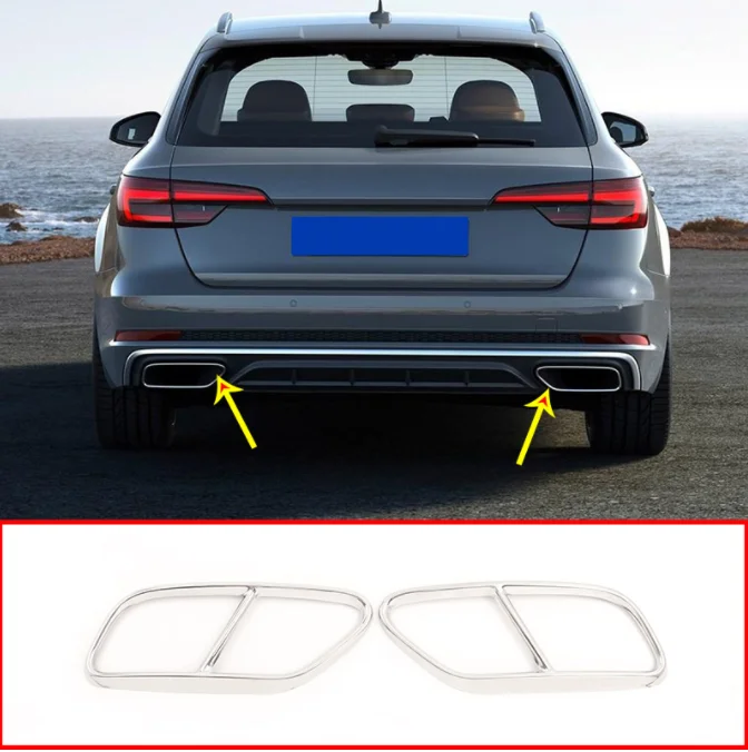2 stücke Edelstahl Auto Schwanz Throat Auspuffrohr Für Audi A4 B9 2019 Schalldämpfer Spitze Auto