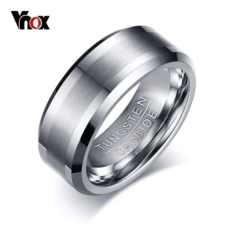 Vnox Classical 100% Tungsten Carbide Ring for Men Wedding Jewelry No Rust