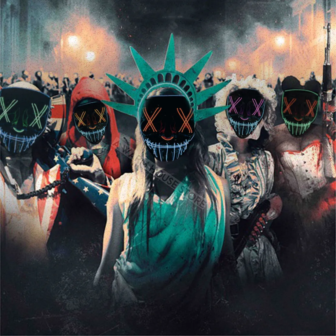 Halloween Maske LED Maske Licht Up Party Masken Neon Maska Cosplay Mascara Horror Mascarillas Glow