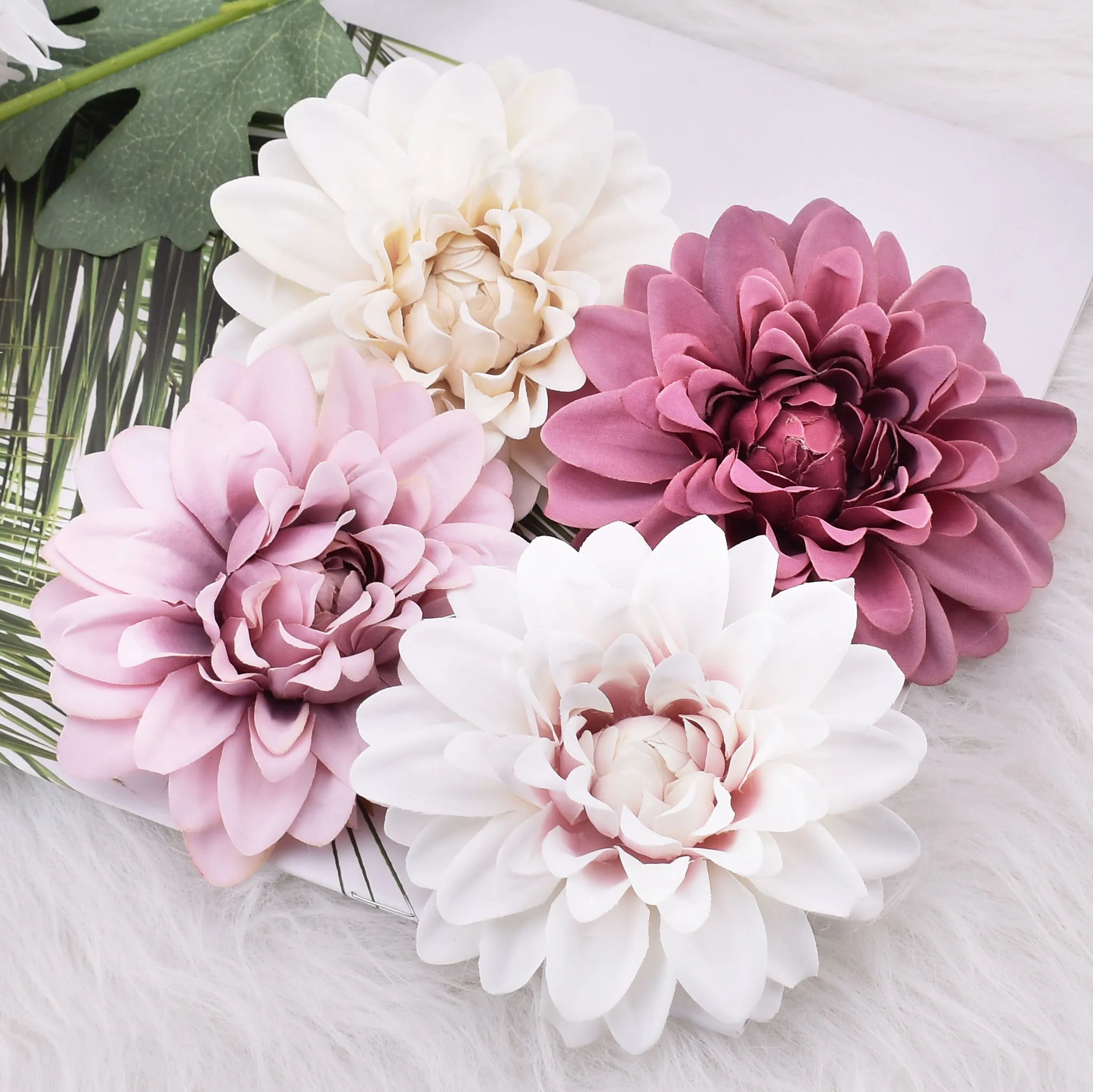 20 stücke Dahlie Kunstseide hochwertige Blumen Köpfe für Hochzeits dekoration Rose DIY Kranz Scrap