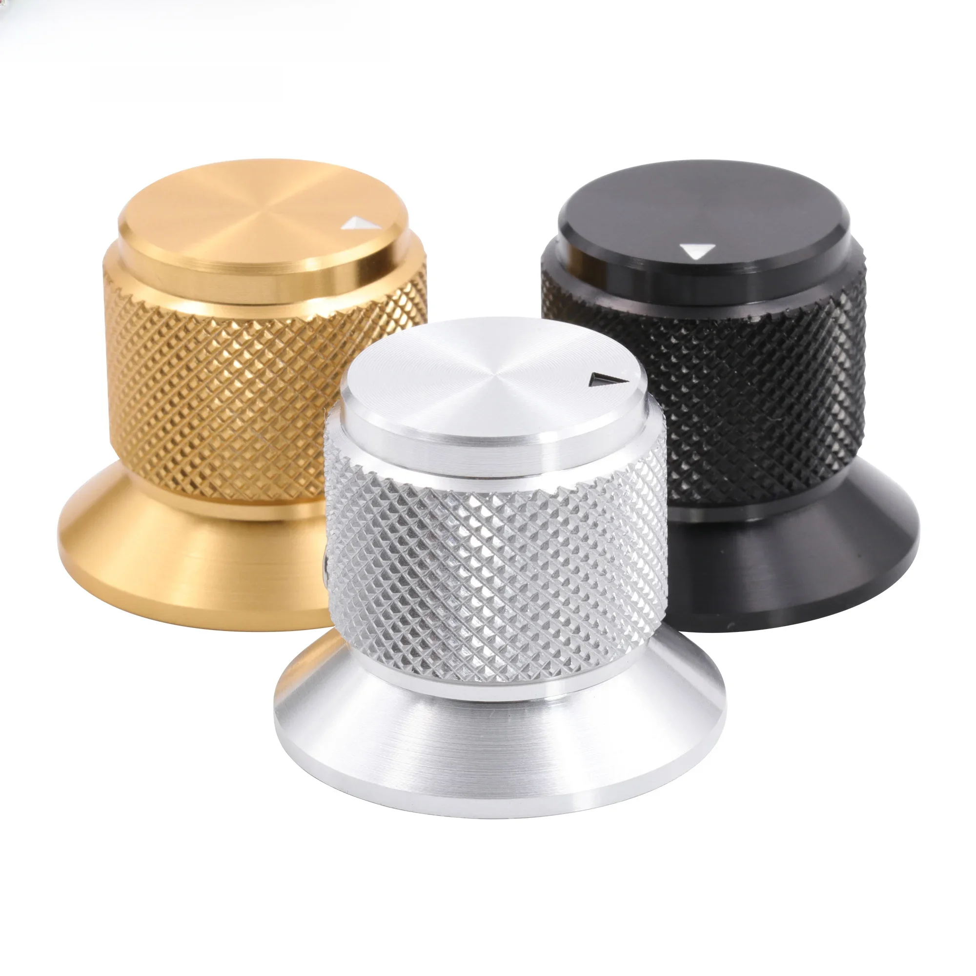 30x25mm Bearbeitete Solide Voll Aluminium Knob Volumen Potentiometer Taste Kappe 6mm Loch Hifi Audio