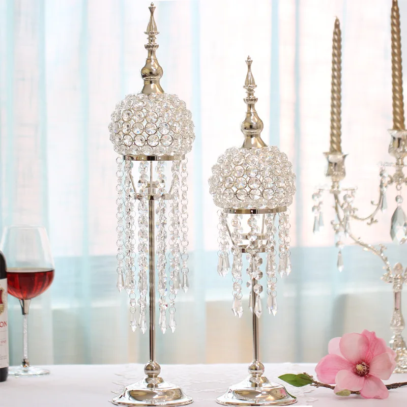 Gold Kerze Metall Leuchter kristall Tafelaufsatz Event Blume Rack Straße Führen Hochzeit Dekoration