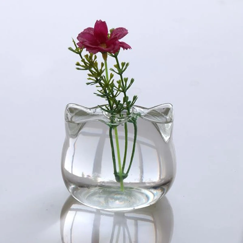 Katze Geformt Glas Vase Hydrokultur Pflanze Blume Vase Terrarium Container Topf Decor Kunst Geschenk