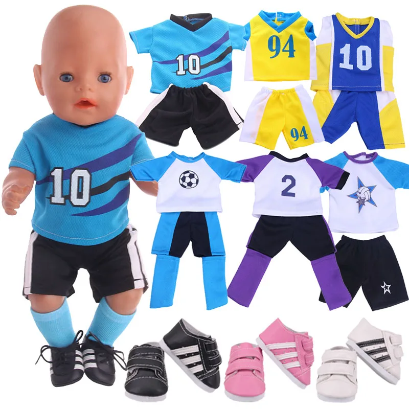 Pop Kleding Voetbal Sneakers Schoenen Voor 18 Inch Amerikaanse & 43Cm Reborn Baby Pasgeboren Pop,