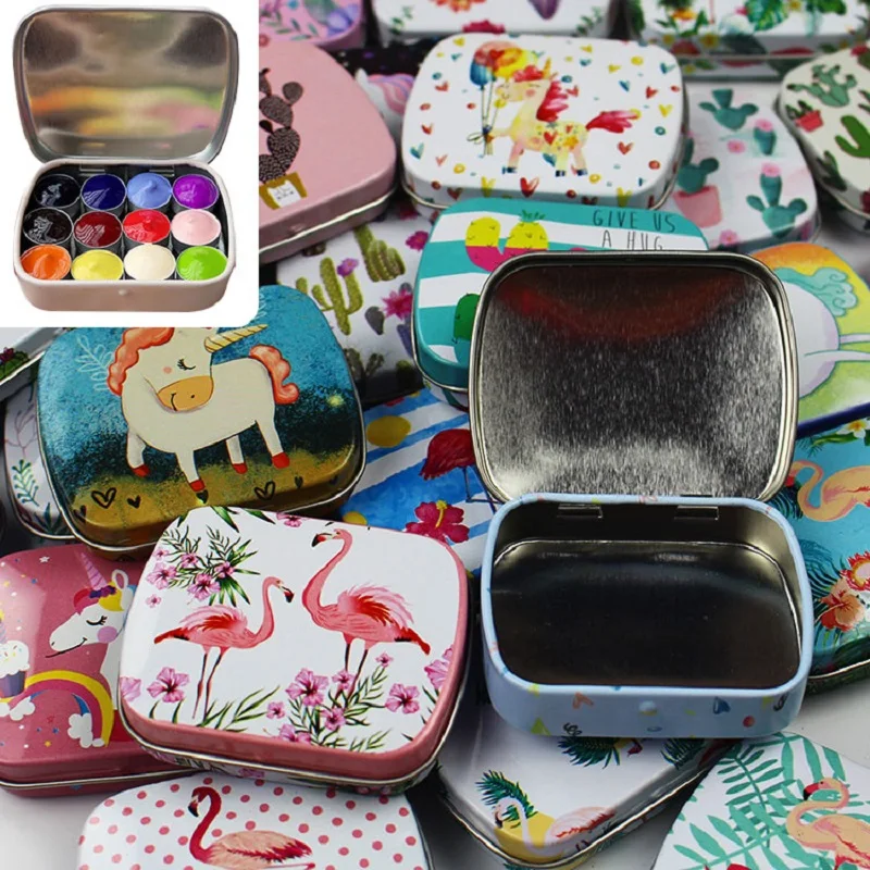 1Pcs Cartoon Meerjungfrau Zinn Box 6*4,8*1,5 cm Süßigkeiten Zucker Verpackung Box Mini Aquarell