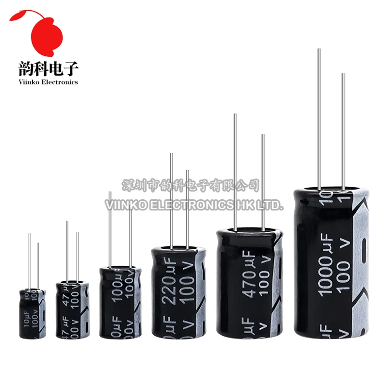 100 V Aluminium-Elektrolytkondensator 1 UF 2,2 UF 3,3 UF 4,7 UF 10 UF 22 UF 33 UF 47 UF 100 UF 220 UF 470 UF 1000 UF