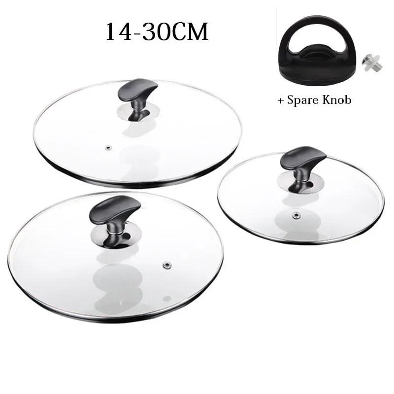 14-30CM Kochgeschirr Abdeckung Für Die Pan Gehärtetem Glas Deckel Für Topf Pfanne Wok Deckel Mit