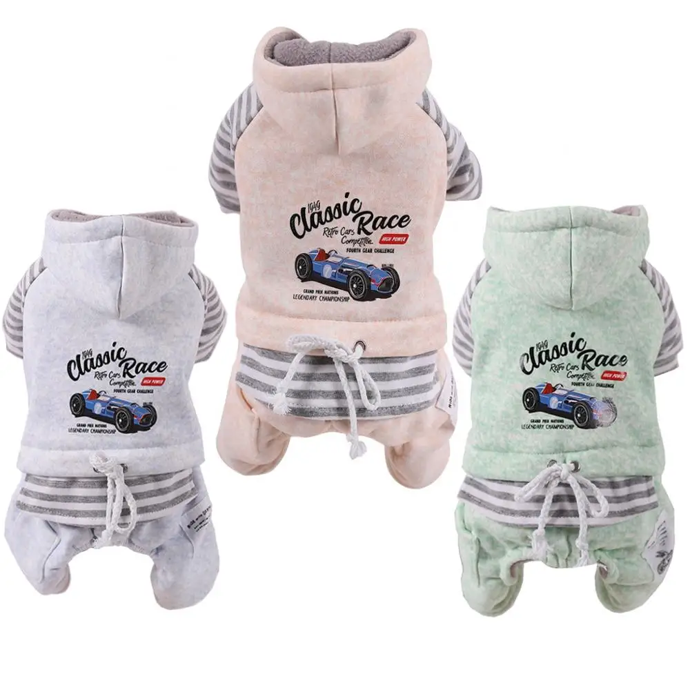 Fleece-Jumps uit für Hunde, Warmer Overall für Hunde, Klassischer Renn streifen, Teddy, Chihuahua,