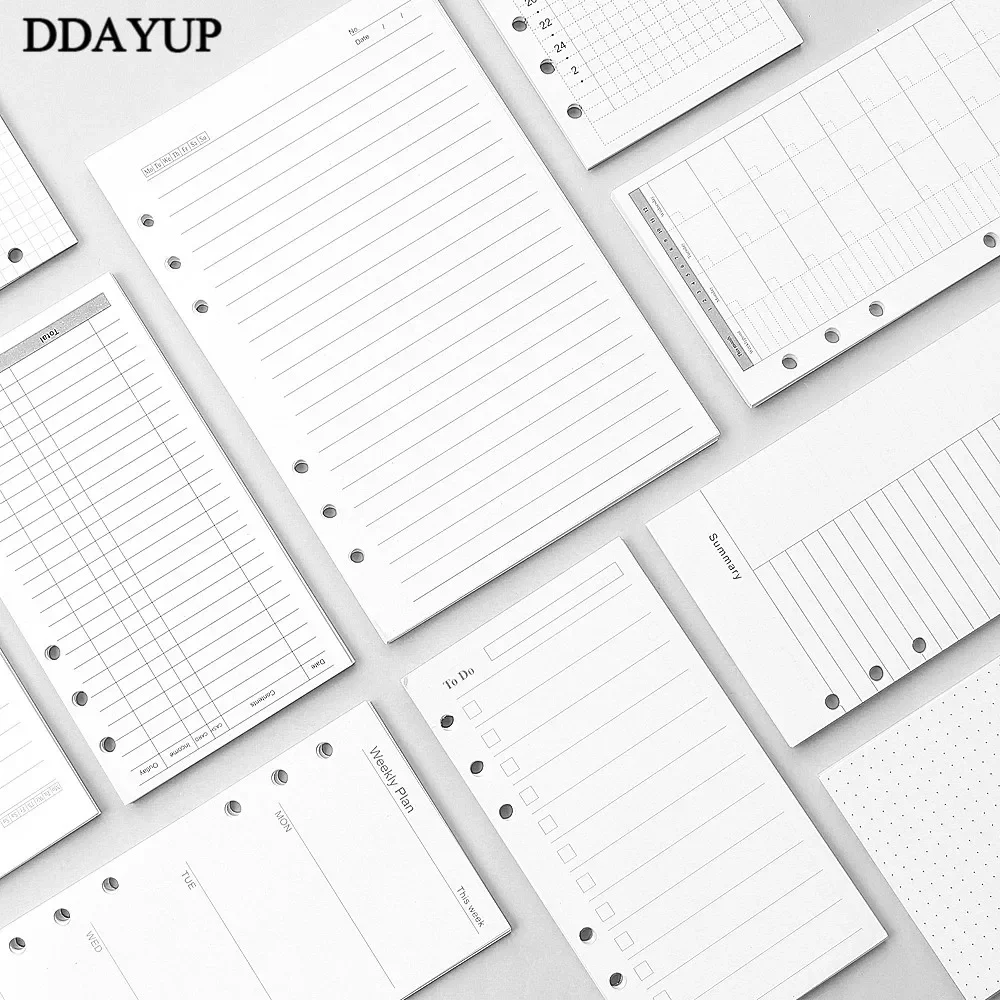 A5 A6 Losse Blad Notebook Refill Spiraal Bindmiddel Binnenpagina Dagboek Wekelijkse Maandelijkse