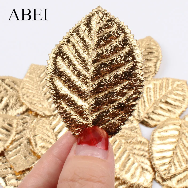 50 Stück hochwertige, goldfarbene, künstliche Seide, kleines Blatt für Weihnachten, Hochzeit, Party, Dekoration, DIY, handgefert