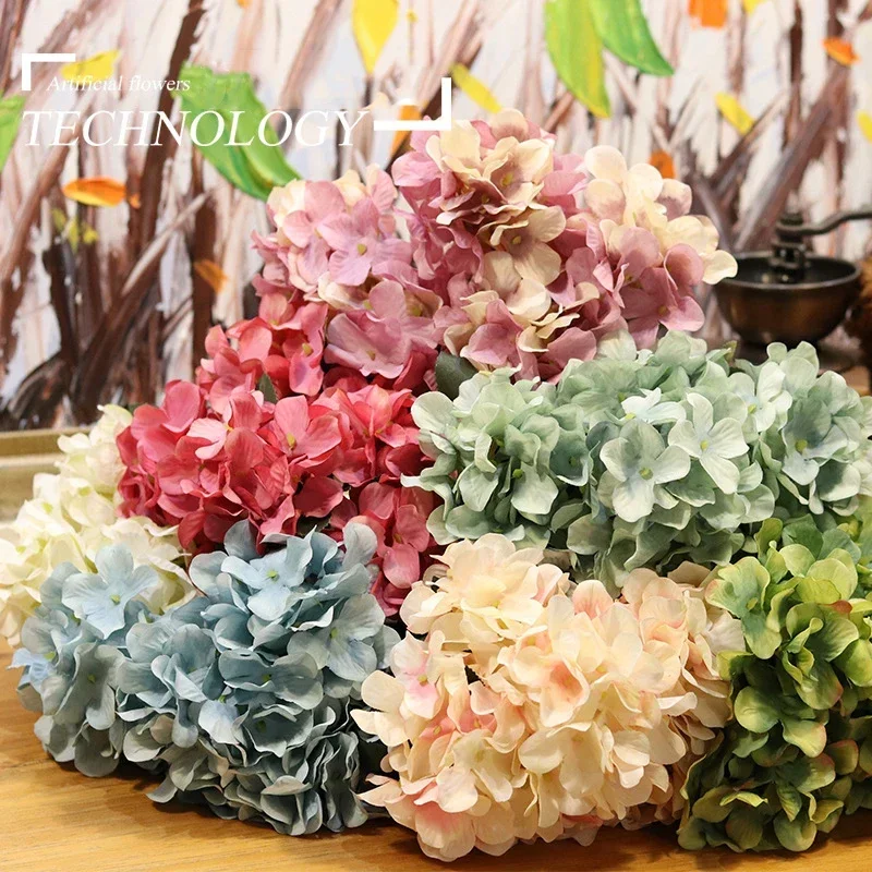 6 Kopf/Blumenstrauß Hortensie Künstliche Seidenblumen Brauthandstrauß Künstliche Blumen für Hochzeit