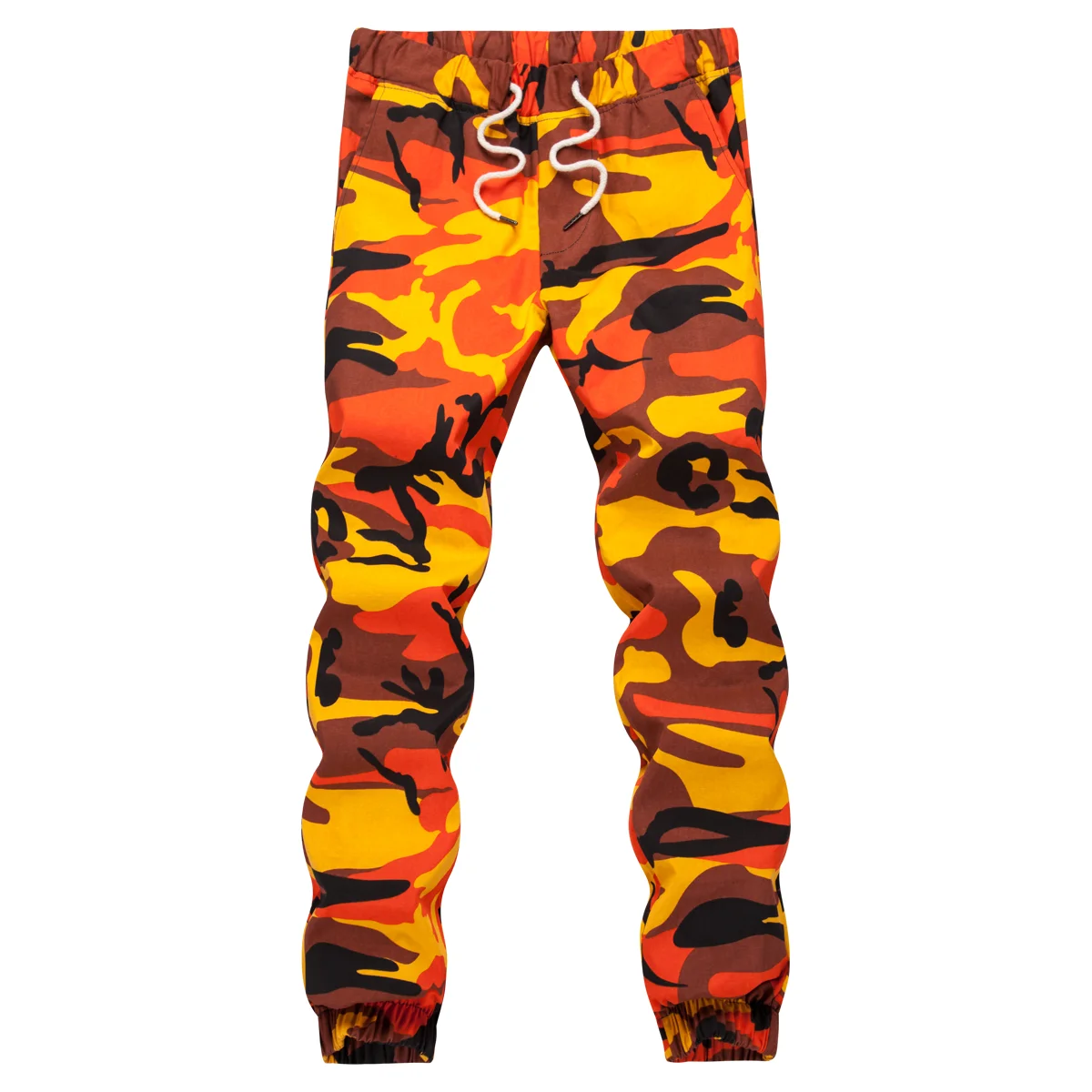 Ins Oranje Camouflage Joggingbroek Mannen Hiphop Geweven Casual Broek Tactische Militaire
