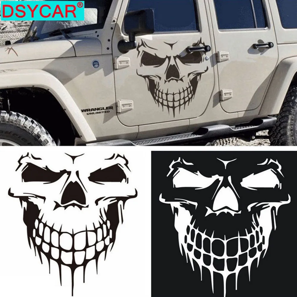 Dsycar 1Pcs Grote Maat 59X53CM Schedel Hoofd Car Stickers En Decals Reflecterende Vinyl Auto Styling