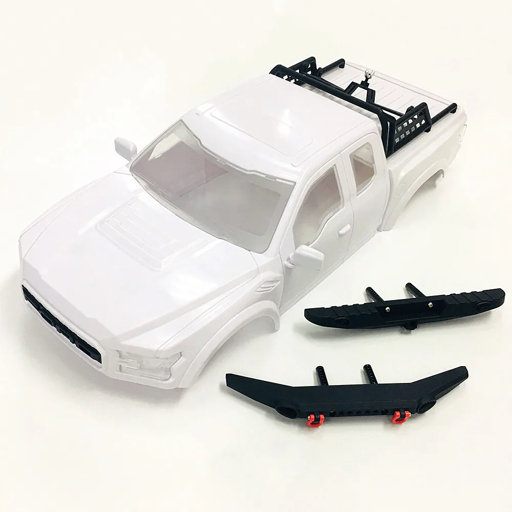KYX Racing ABS Ford Raptor Harte Körper mit Stoßstange & Reserverad Rack 325mm Körper Shell Weiß für RC crawler Auto Traxxas