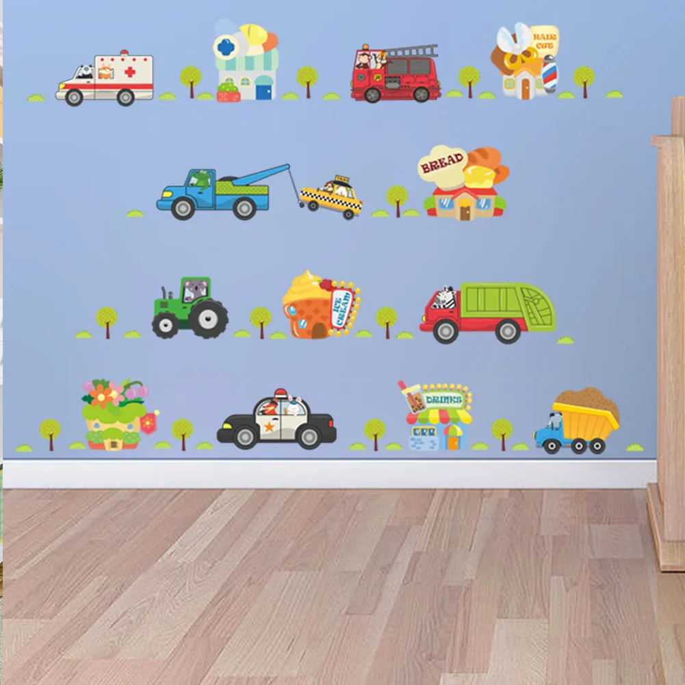 Schöne 3D Lebendige Auto Wand Aufkleber Decals Für Jungen Schlafzimmer Kinder Zimmer Cartoon Traktor