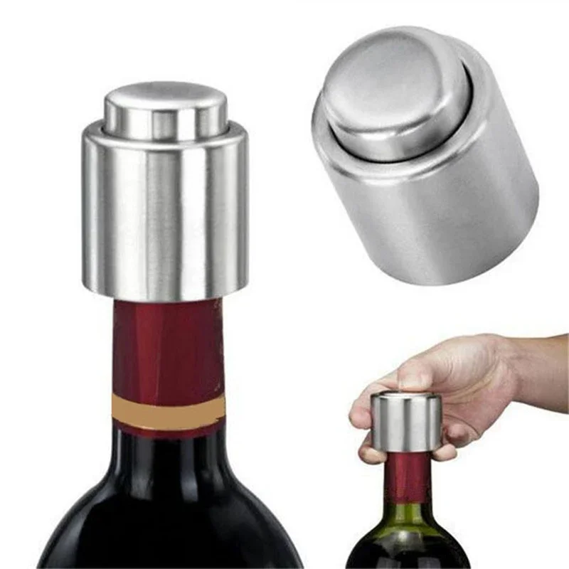 2PCS Edelstahl Wein Flasche Stopper Vakuum Rotwein Kappe Sealer Frische Keeper Bar Werkzeuge Flasche