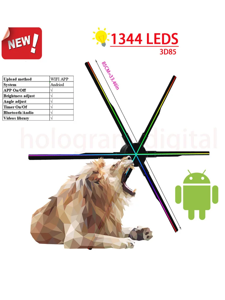 1024*1024 wifi app 85cm 3d hologramm led fan werbung display