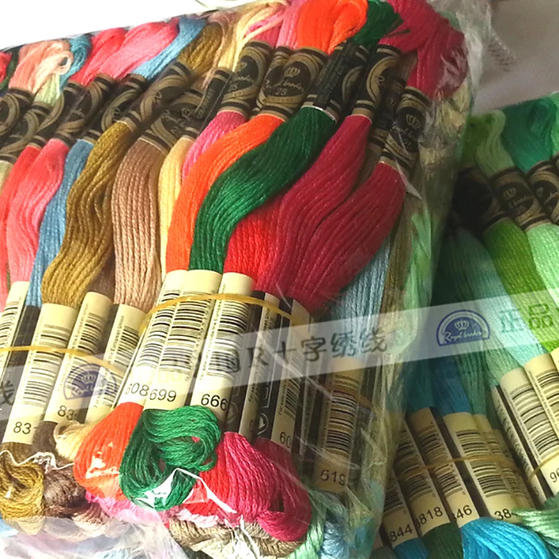 DIY Kreuzstich 447 Stück/Los 100 % Baumwolle Kreuzstich-Floss-Fäden 8 m/Stück 447 Farben Royalbroderie