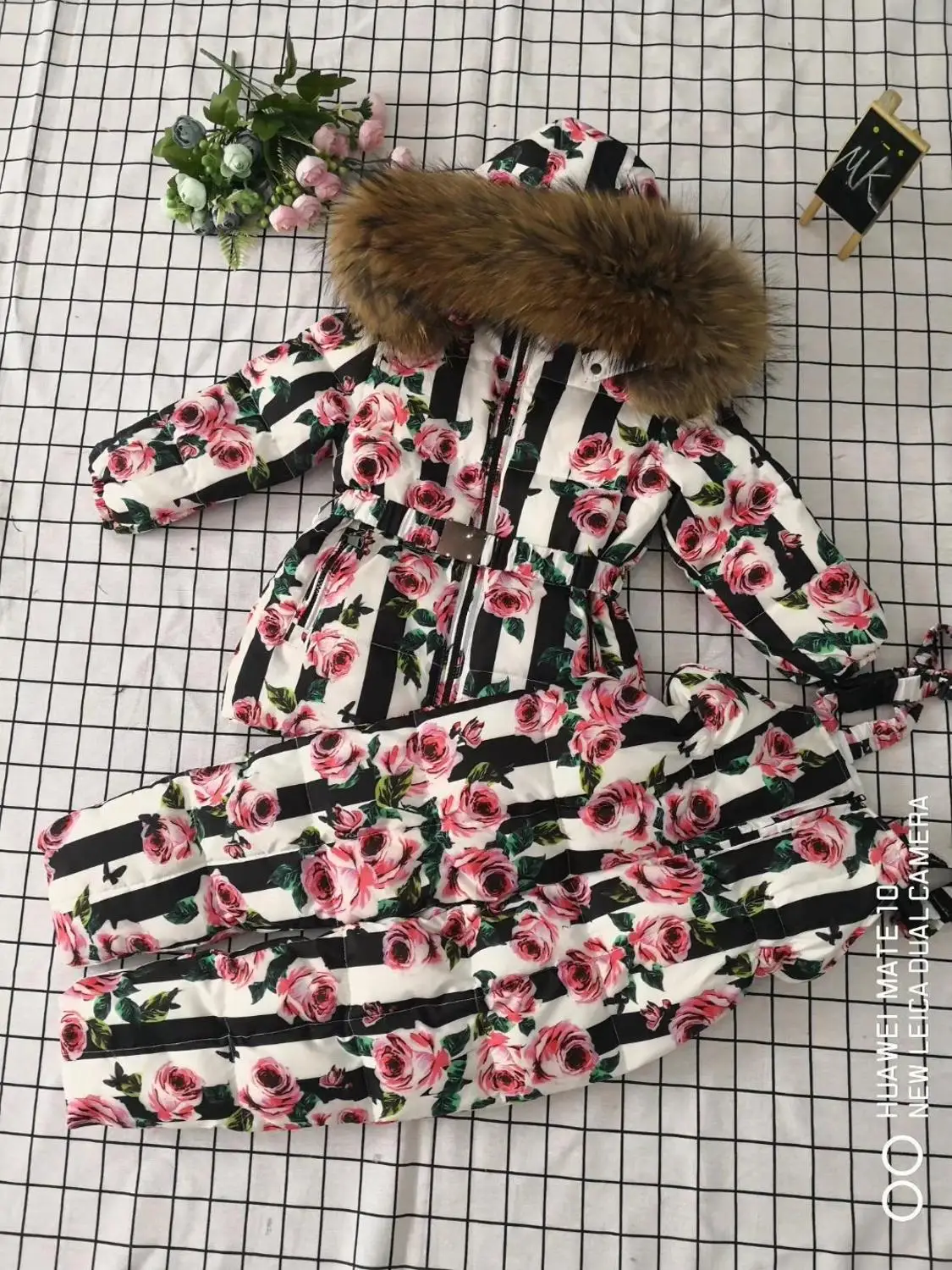 80cm -140cm Mädchen Winter jacke Kinder Daunen jacken & Hose Ente Daunen fell Kapuze Mädchen Schnee
