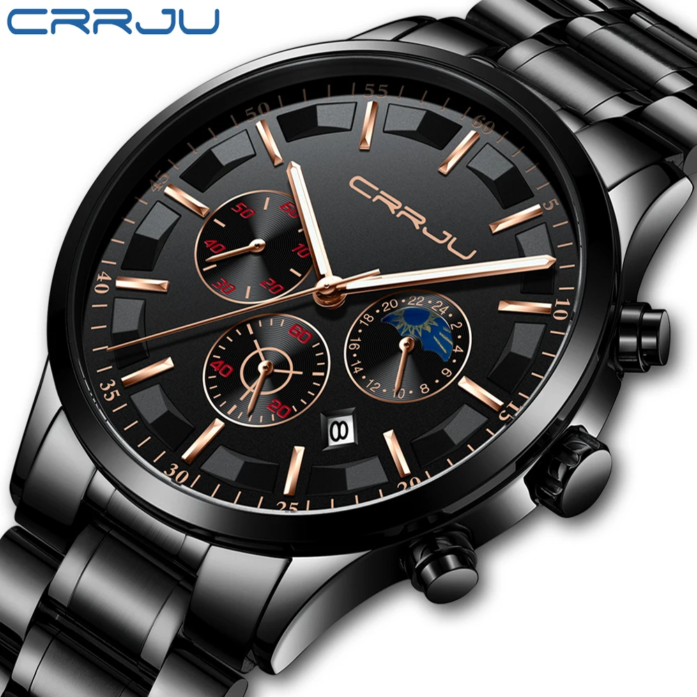 CRRJU Herren Uhren Top Brand Luxus Mode-Business Quarzuhr Männer Sport Voller Stahl Wasserdicht