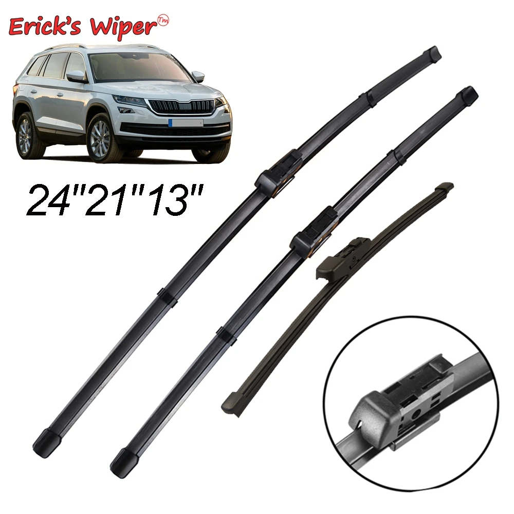 Erick's Ruitenwisser LHD Voor- en Achterwisserbladen Set Voor Skoda Kodiaq 2016 - 2023 Voorruit