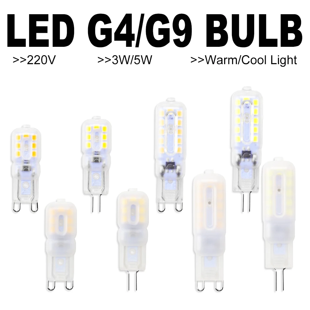 6PCS Mais Birne G9 Led-lampe 3W 5W Bombilla G4 LED 220V Lampe 2835 Lampada g9 FÜHRTE Dimmbare Licht