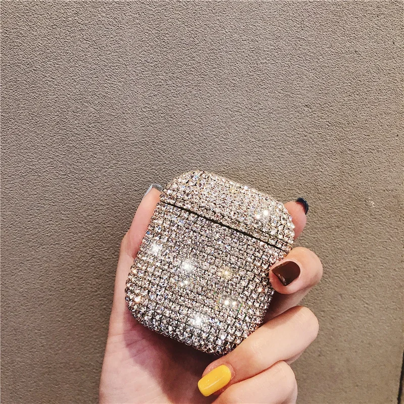 Luxus 3D Nette Bling diamanten Drahtlose Bluetooth Kopfhörer Zubehör harte fall für Apple Airpods 2