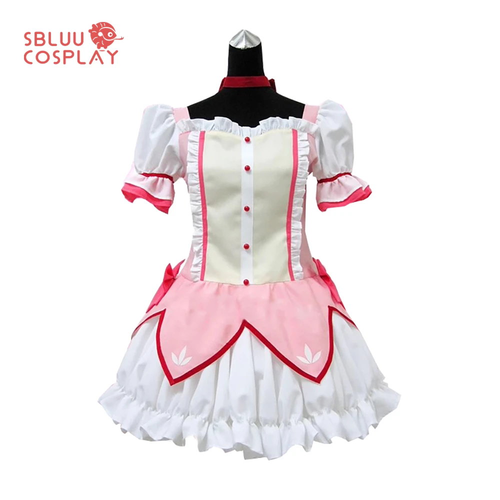 SBluuCosplay Magica Kaname Madoka Cosplay Kostüm Kleid mit Halskette Halloween Kostüm Outfit