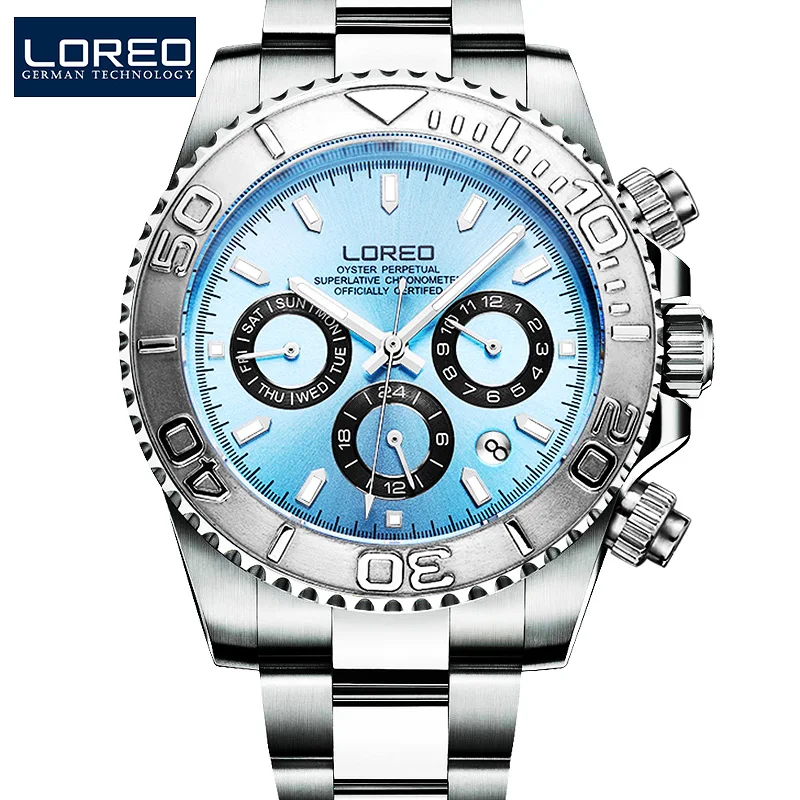200m Wasserdicht Tauchen Automatische uhren männer selbst wind LOREO Luxus marke Multifunktions