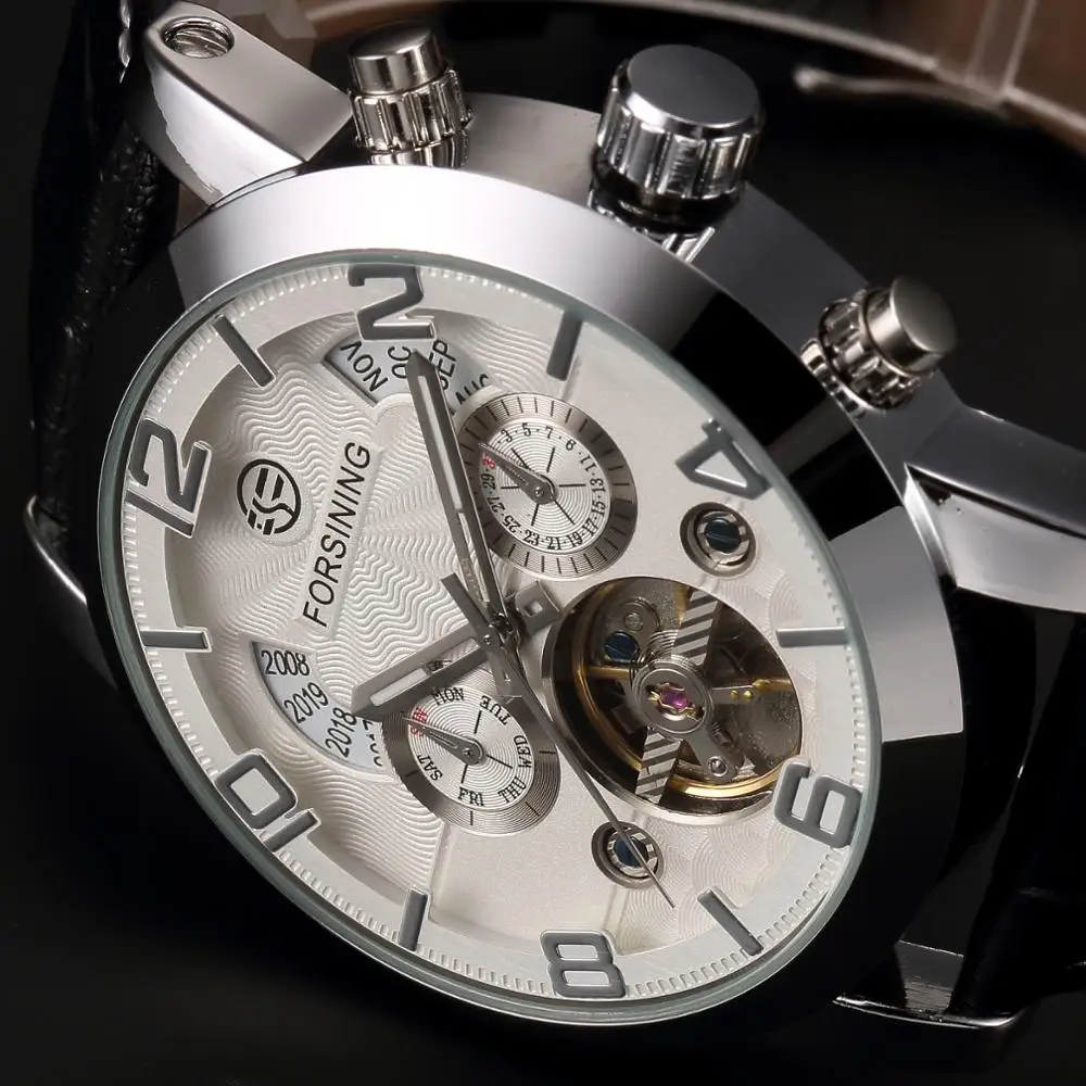 Forsining männer Uhren Automatische/Mechanische/Lederband Zifferblatt Datum Jahr Monat Display