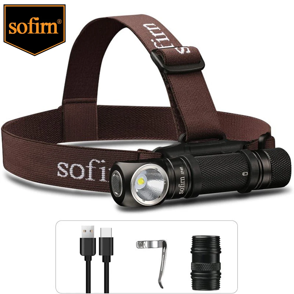 Sofirn SP40 LED-koplamp XPL2 1200lm 18650 Type C oplaadbare koplamp 18350 zaklamp met