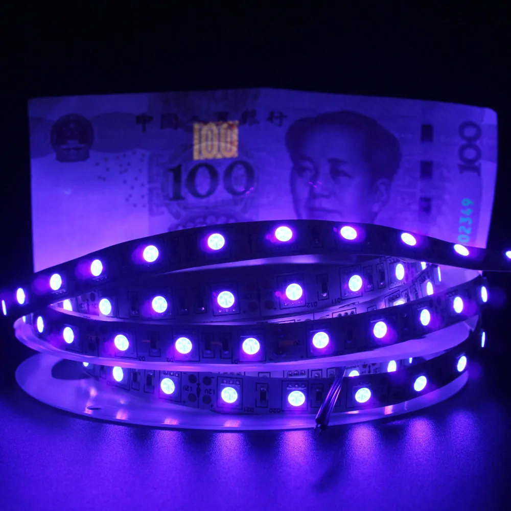 UV LED Strip Licht 12V DC SMD 5050 0.5M 1M 2M 3M 4M 5M Waterdicht Lint Paars Flexibele Ultraviolette