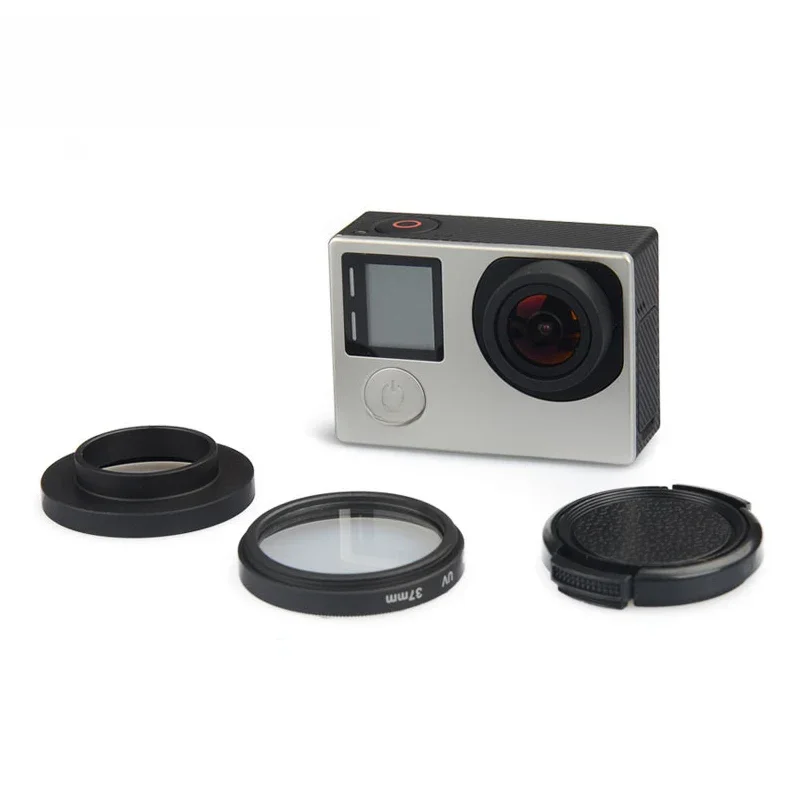 Gopro UV Objektiv Filter 37mm + Legierung Adapter Ring + Objektiv Kappe Lente Protector Filtro für