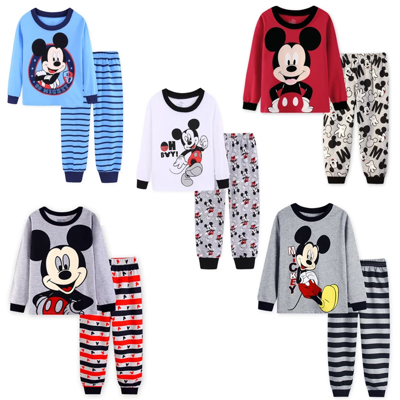 2024 New Boys Long Sleeve Pyjamas Kids Mickey Pajamas Baby Cotton Pijama Children Sleepwear Girls