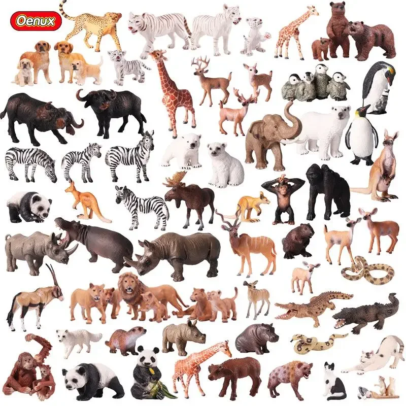 Oenux-Realistic Wild Animals Action Figures Brinquedos, Figurinhas modelo PVC sólido, Animais do