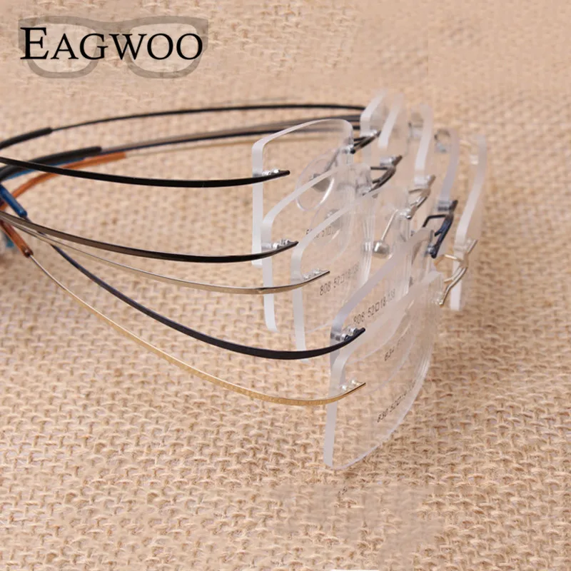 Pure Titanium Eyeglasses Rimless flexible Optical Frame Prescription Spectacle Frameless Glasses Eye
