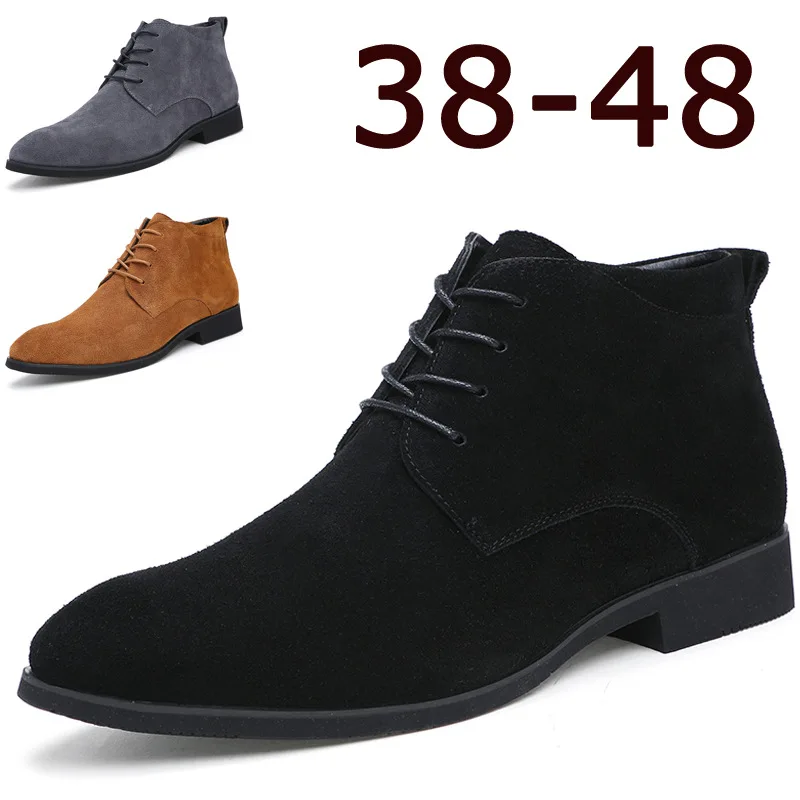 Stiefel für Herren Business Chukka Herrenstiefel High Top Freizeitschuhe Outdoor Leder Herren Winterschuhe Herren Schwarz Grau 2