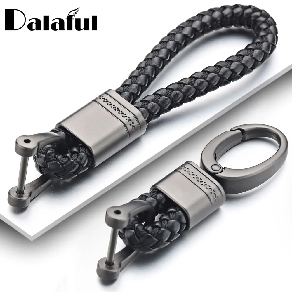 Lederen Touw Sleutelhanger Voor Auto Hand Geweven Hoefijzer Gesp Sleutel Ringen Paar Auto Gift