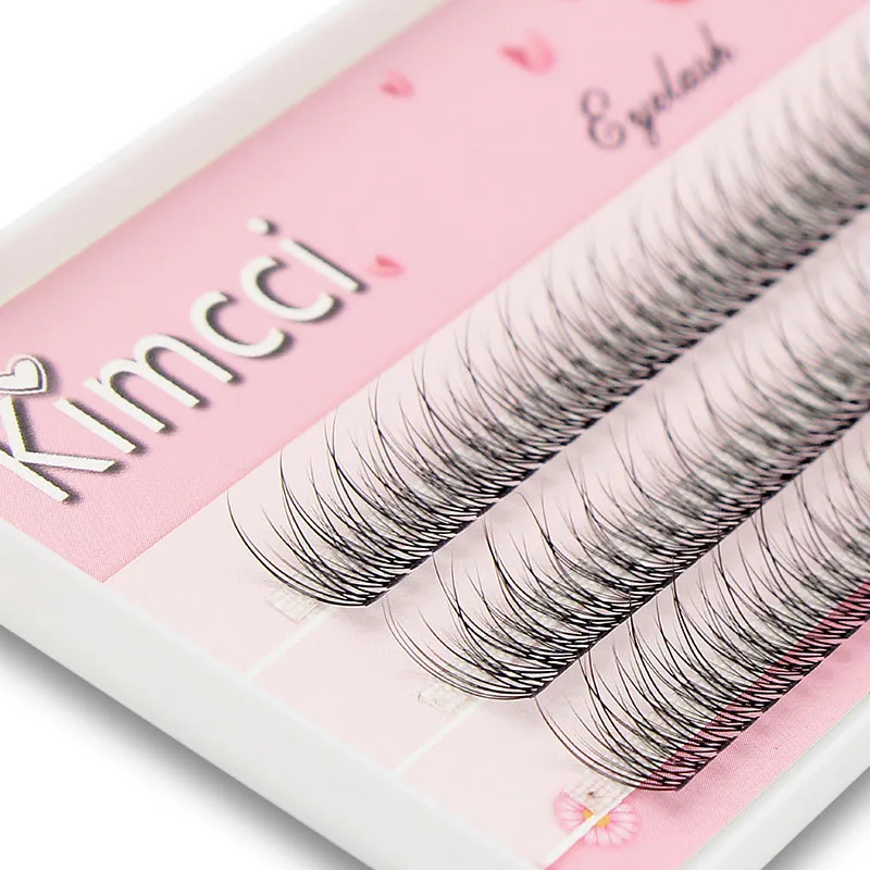Kimcci 120 Stück Premium Nerz Einzelwimpern Schwalbenschwanz-Wimpernverlängerung Natürliche 3D Cluster-Wimpern Professionelles M