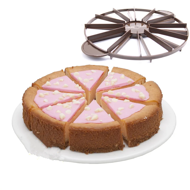 Praktischer runder Kuchen-Pie-Schneider, 10/12 Kuchen-Trennblätter, Blatt-Führungsschneider, Server,