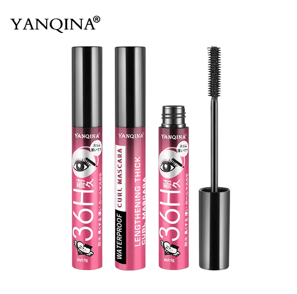 YANQINA 36H Schwarz Wasserdicht Mascara Seide Faser Lash 3D Make-Up Wimpern Verlängerung Schwarz
