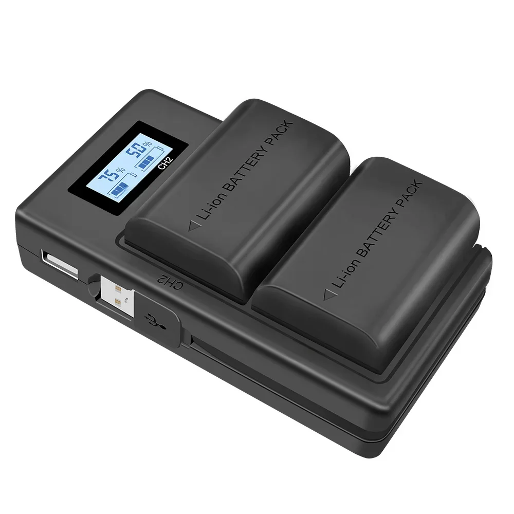 LCD Dual USB Akku Ladegerät für LP-E6 LP E6 LPE6 Kamera Akku Canon 5D Mark II III 7D 60D EOS 6D 70D