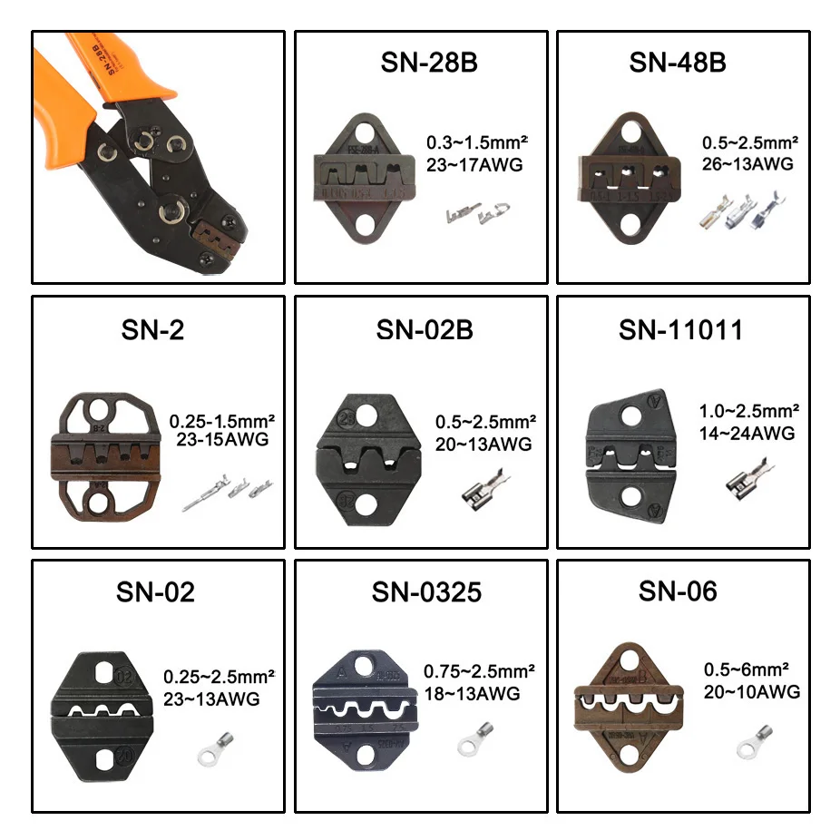 MINI EUROPA STIL Sterben Sets für SN SN48B CRIMPEN ZANGE serie hand crimpen werkzeug und für SN28B