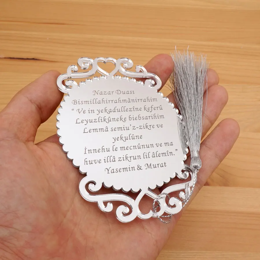 10 Stück personalisierte Hochzeitsgäste-Geschenke, individuelle Acryl-Spiegelanhänger,