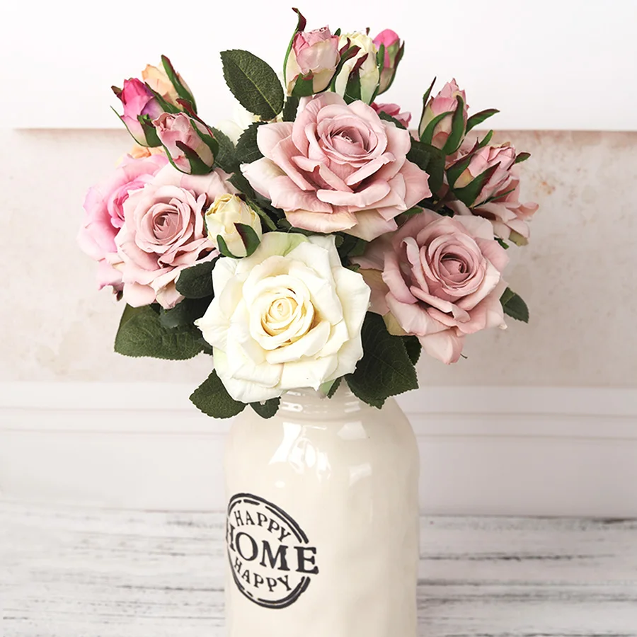 NEUE schöne große rose zweig künstliche seide blumen hause hochzeit dekoration retro herbst große